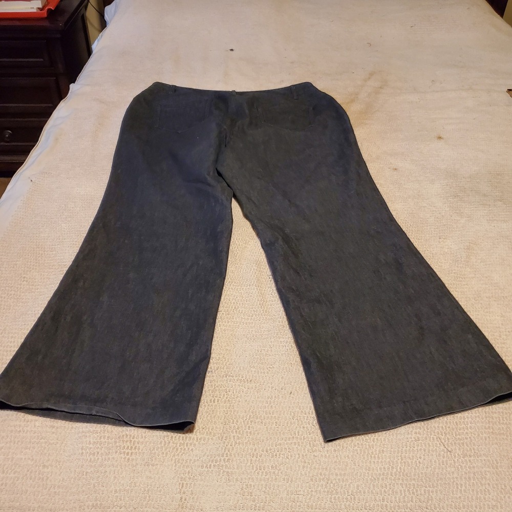 Dalia Collection Woman Wide Leg Trousers Dark Wash Plus Size 18W Stretch Gray